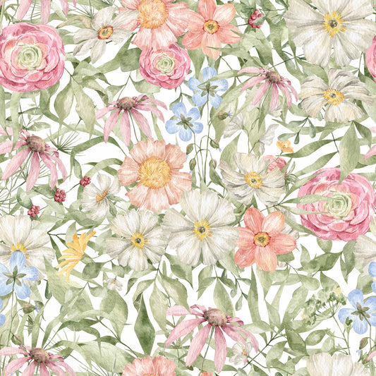 Luxury Nursery Childrens Bedroom Wallpaper - Blooming Flowers