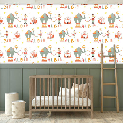 Personalised Luxury Circus Wallpaper - Big Top - Circus Elephants