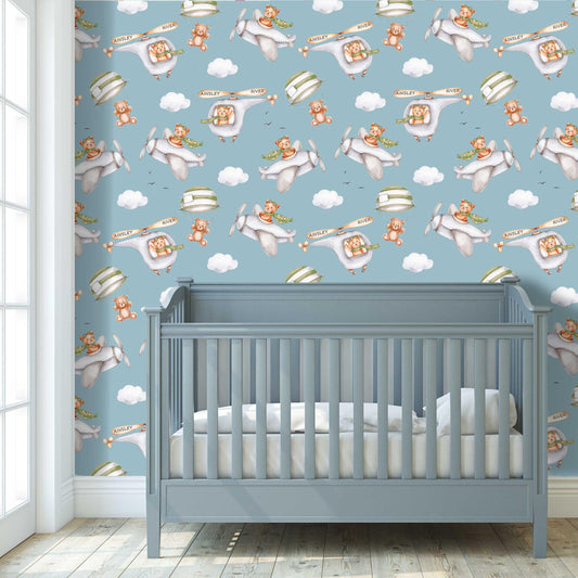 Personalised & Bespoke - Flying Bears - Baby Wallpaper