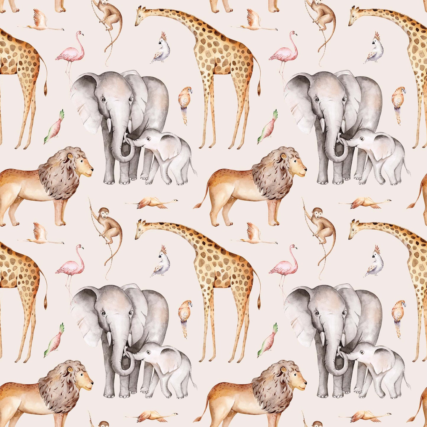 Childrens Exclusive Jungle Wallpaper - Lions Elephants Giraffes