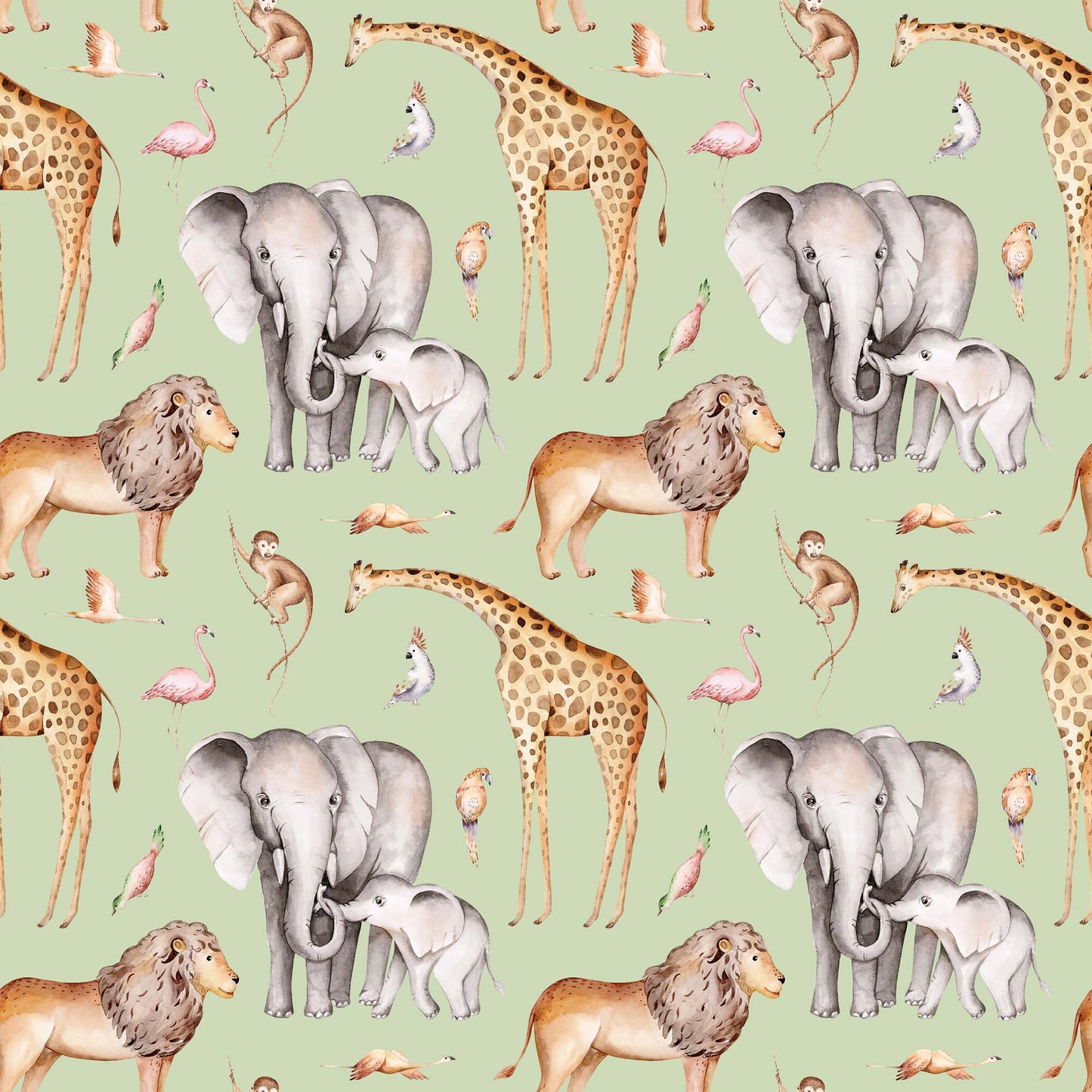 Childrens Exclusive Jungle Wallpaper - Lions Elephants Giraffes