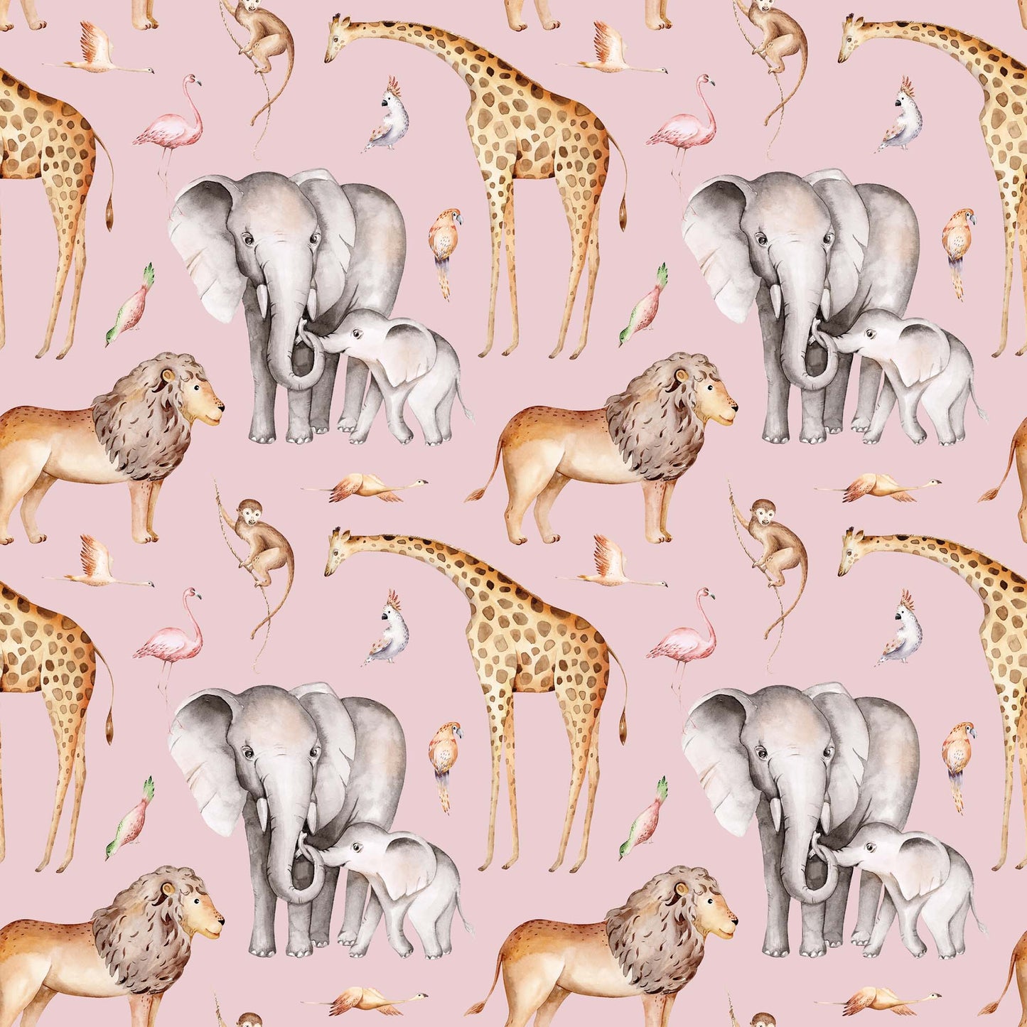 Childrens Exclusive Jungle Wallpaper - Lions Elephants Giraffes