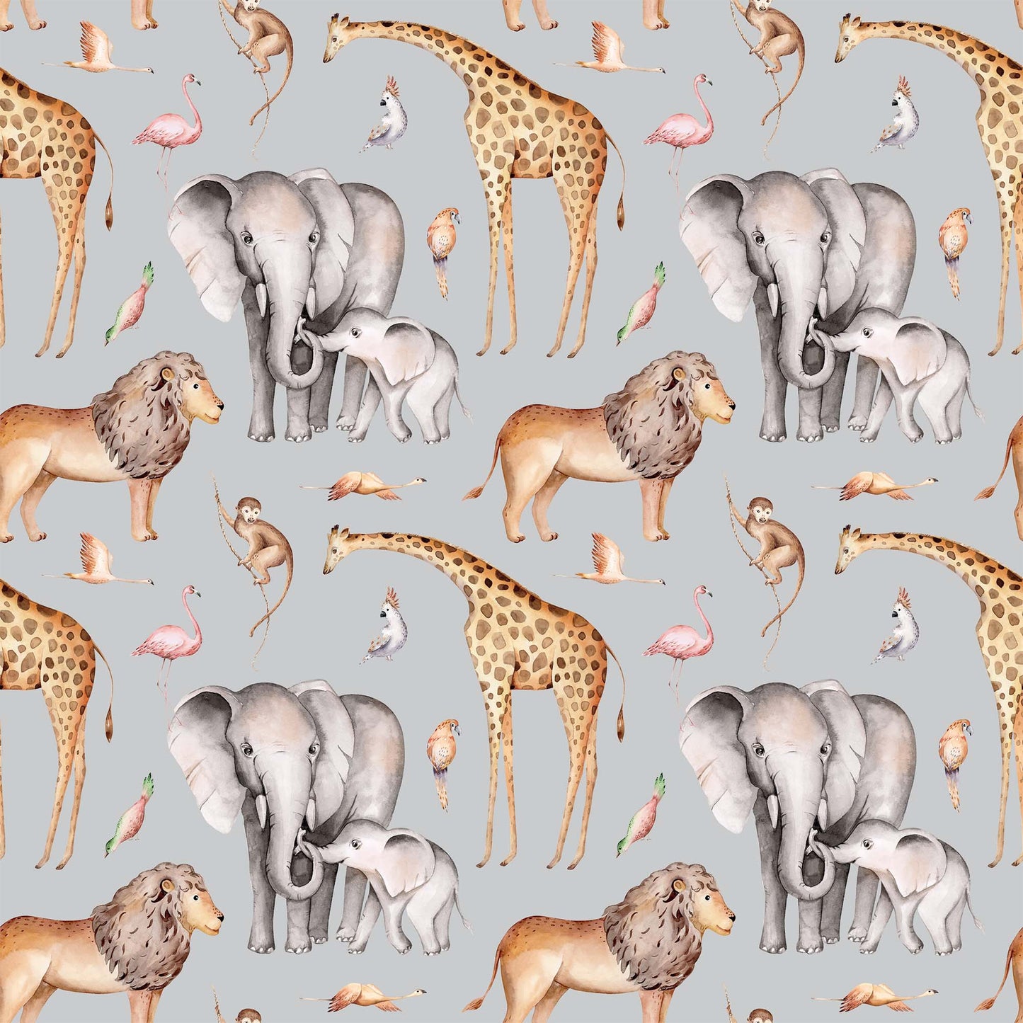 Childrens Exclusive Jungle Wallpaper - Lions Elephants Giraffes