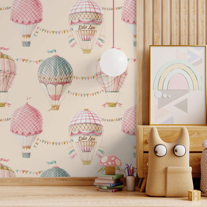 Personalised  Baby Wallpaper for Nurseries & Childrens bedrooms   'Belle Balloons'