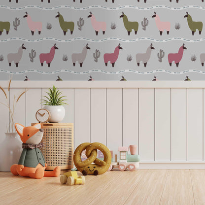 Bespoke Llama Llama Personalised Nursery Childrens Wallpaper