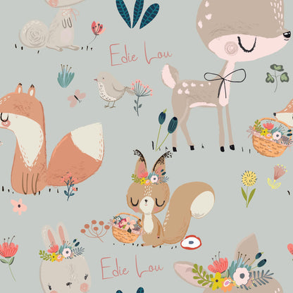 Animals Picnic Time - Luxury Children's Wallpaper Foxes Rabbits Birds