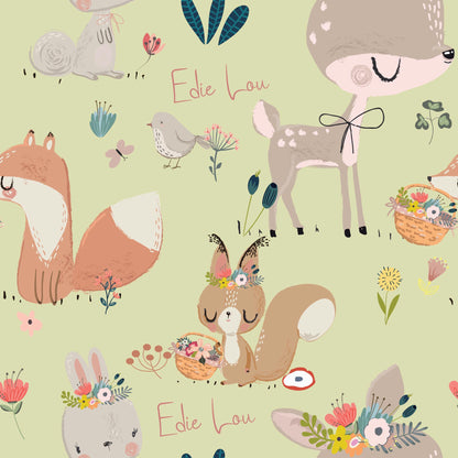 Animals Picnic Time - Luxury Children's Wallpaper Foxes Rabbits Birds