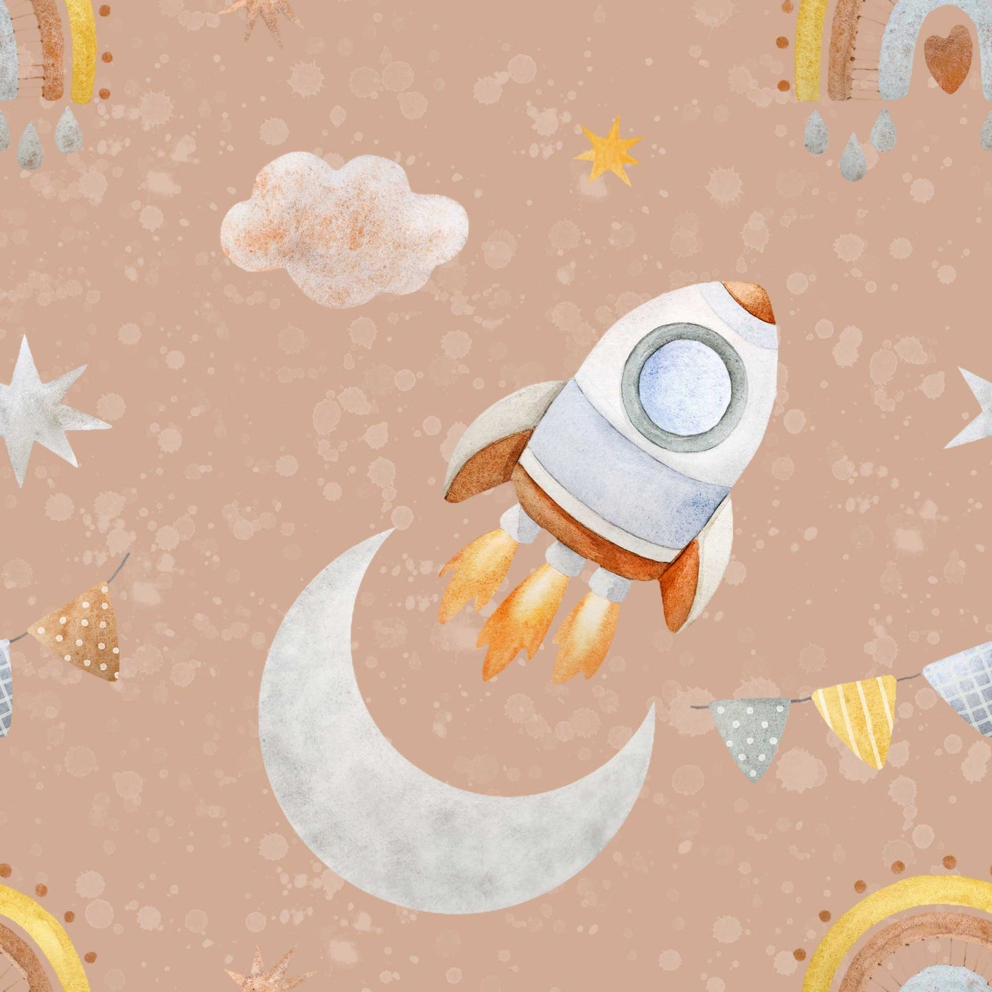 Blast off into Space with Rockets Moon & Stars