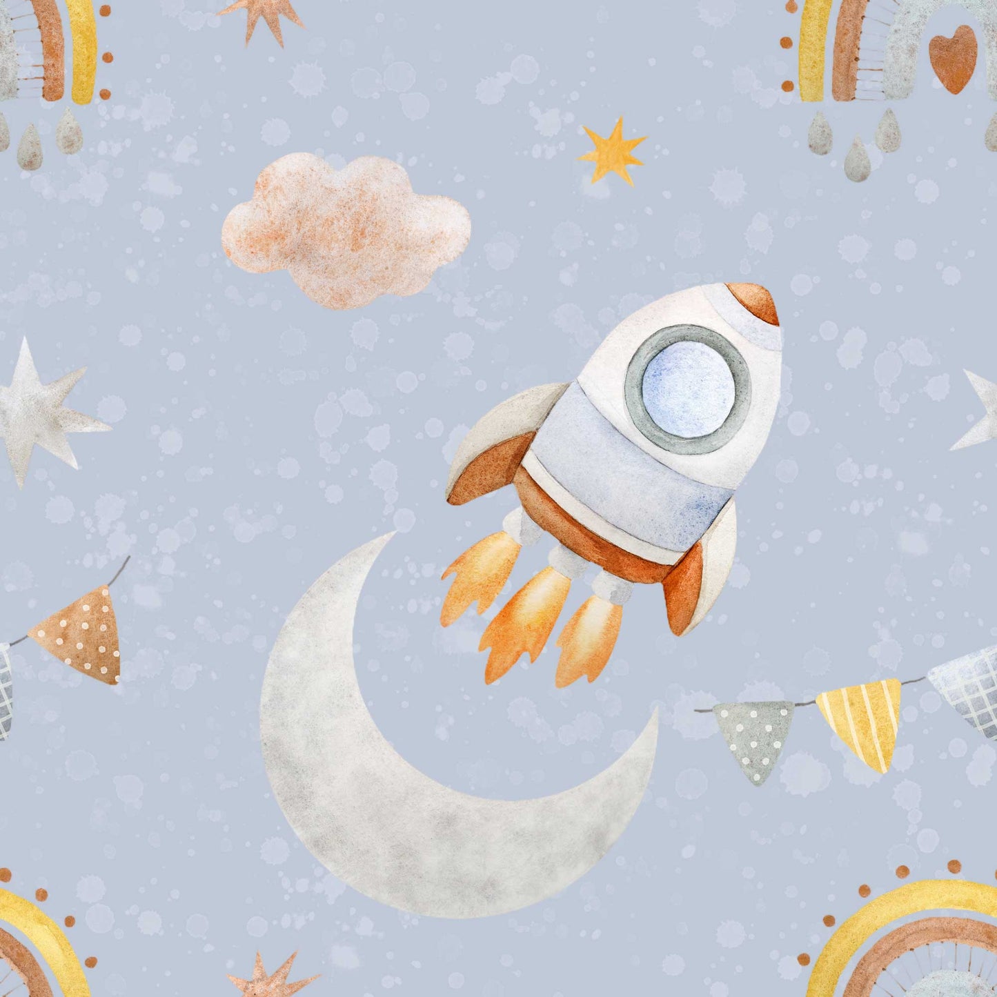 Blast off into Space with Rockets Moon & Stars