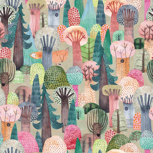 Kids Luxury Bedroom Wallpaper Mr Fox with Trees Lush Forest Colourful