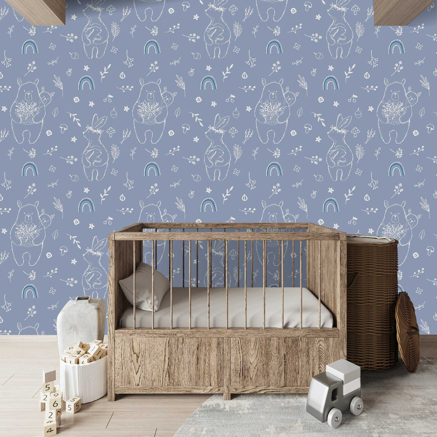 Bears Rainbows Flowers Beautiful Bespoke Childrens Wallpaper