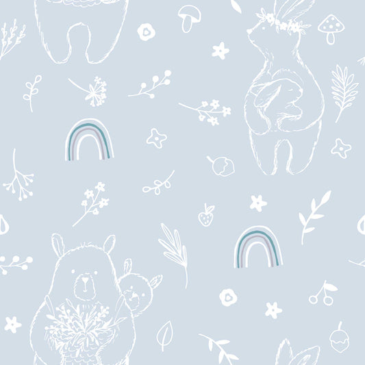 Bears Rainbows Flowers Bespoke Childrens Wallpaper