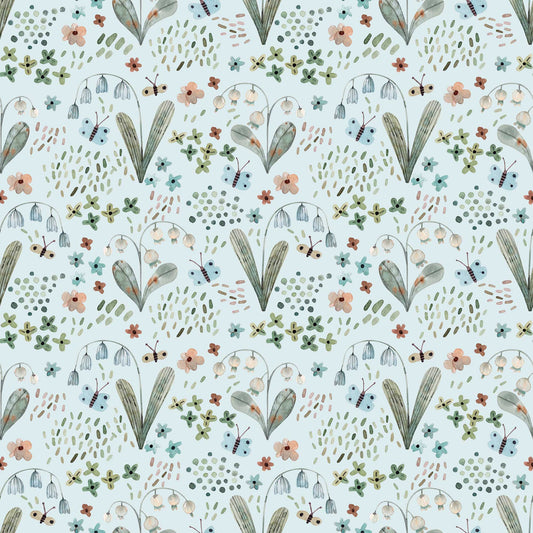 Tiny Butterflies, Snowdrops & Bluebells Childrens Wallpaper