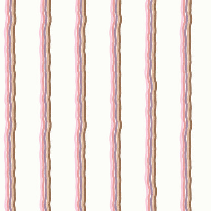 Childrens Pinstriped Bedroom Wallpaper in Five Colourful Wavy Lines