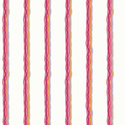 Childrens Pinstriped Bedroom Wallpaper in Five Colourful Wavy Lines