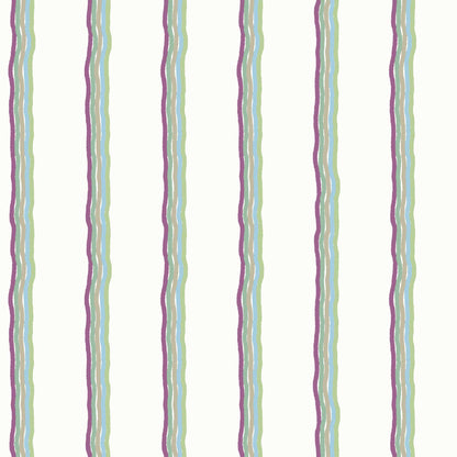 Childrens Pinstriped Bedroom Wallpaper in Five Colourful Wavy Lines