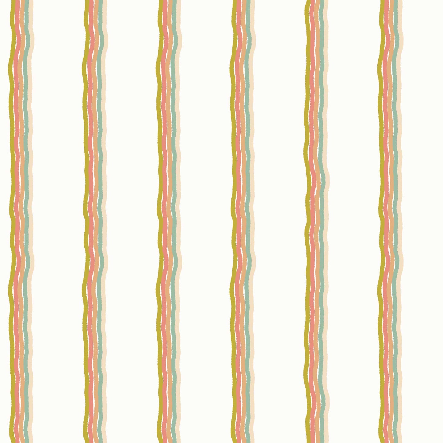 Childrens Pinstriped Bedroom Wallpaper in Five Colourful Wavy Lines