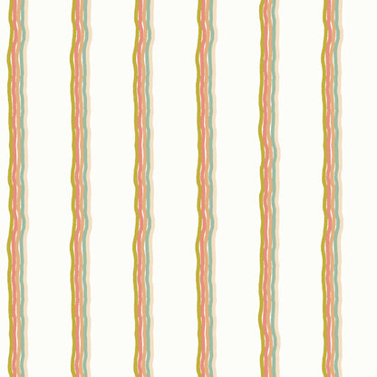 Childrens Pinstriped Bedroom Wallpaper in Five Colourful Wavy Lines