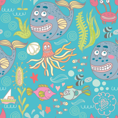 Crazy Fish Party - Bespoke Luxury Childrens Playroom Wallpaper