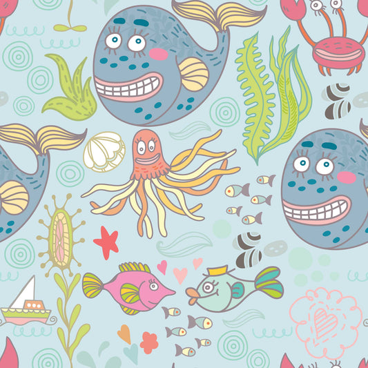 Crazy Fish Party - Bespoke Luxury Childrens Playroom Wallpaper