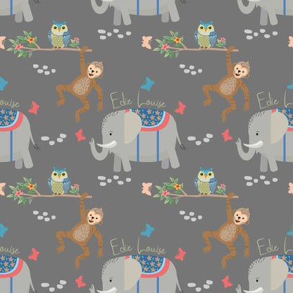 Personalised Bespoke Childrens Luxury Wallpaper - Monkeys Owls Elephants