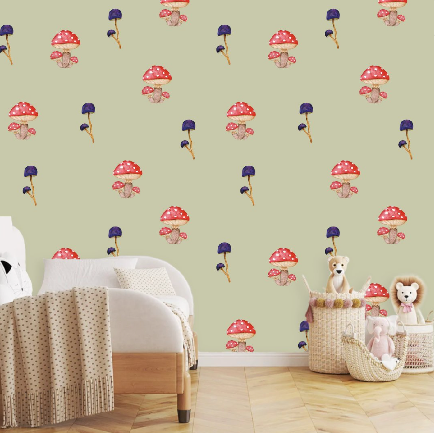 Beautiful Coloured Toadstools - Childrens Bespoke Wallpaper